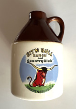 Sit N Bull Ranch Warrensburg NY Small Vintage Stoneware Advertising Jug picture