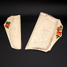 Vintage Set of 2 Hand PaintedCrumb Catcher Dust Pan Table Butler Sweeper Tray picture