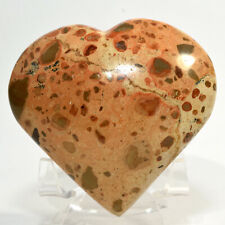 75mm Leopard Skin Jasper Puffy Heart Natural Leopardite Crystal Stone - Peru picture