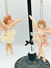 Vintage Girl Ballerina Butterfly Ornaments Lot of 2 # 1753 picture