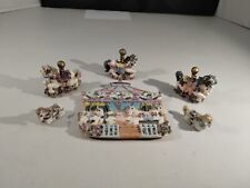 Miniature Tea Set Horse Carousel w Plate Resin Set  picture