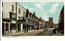 Stratford-on-Avon, England - Looking down Chapel Street - Vintage Postcard picture