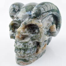 6 in Natural Aquatic AGATE Carved Crystal Skull,Realistic,Crystal Healing picture