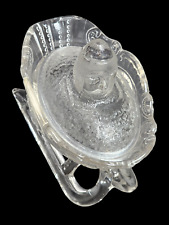 Glass santa on a sled candy dish. 1930s/40s perfect, 5