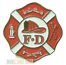 FD F-D FIRE DEPT DEPARTMENT RESCUE FIGHTER FIREMEN FDNY RED LAPEL PIN CAP HAT 1