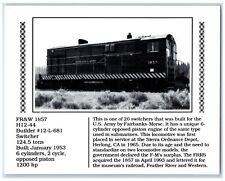 c1960 FR&W 1857 Builder Switcher Locomotive Train Portola California CA Postcard picture