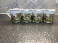 arthur wood hunt scene cracker barrel made in england set of 4 coffee mugs picture