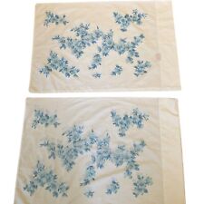 Vintage Sears  Flower Perma Prest 30X20 Standard Pillowcase Set of 2 Blue Floral picture