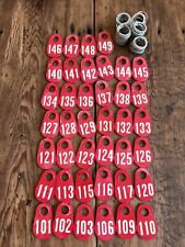 Lot Of  40 Vintage Cow Ear Tag Dairy Farm Cattle Sheep Double Sided w/Rings picture