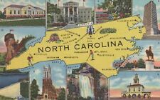 Greetings From North Carolina Charlotte Vintage Linen Post Card picture