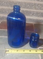Vintage Cobalt Blue Round Medicine Bottle No Cap & Small Med Container No Cap picture
