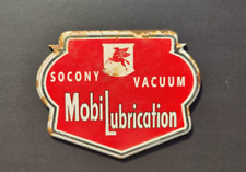 VINTAGE SOCONY VACUUM MOBILUBRICATION GAS PUMP PORCELAIN ENAMEL SIGN  7