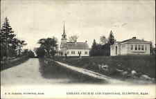 Plympton MA Library & Church c1910 Postcard picture