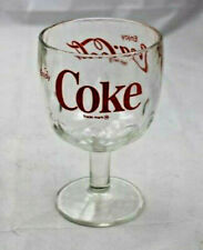 Vintage Retro Coca Cola Coke Soda Glass Thumbprint 12 oz Goblet Stemmed Tumbler picture