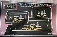 Vintage Japan  Laquerware Nested Tray Set 1984 Handpainted  Excellent NIB  picture