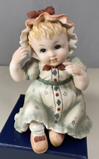Vintage Lefton Piano Baby Figurine Porcelain Girl with Bonnet picture