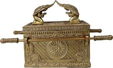 Matte Gold Holy Ark Of The Covenant Religious Decorative Figurine Trinket Box picture