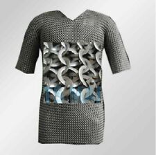 Medieval Mild Steel Chainmail Shirt FLAT RIVETED Chain mail Hauberk XL picture