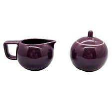 Sasaki Colorstone Plum Designed by Vignelli Creamer and Lidded Sugar Bowl Glossy picture
