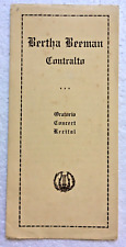 Antique Bertha Beeman Contralto Oratorio Concert Recital c1910 picture