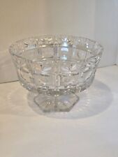 Clear Glass Crystal Compote Etched Glass with flowers and shapes picture
