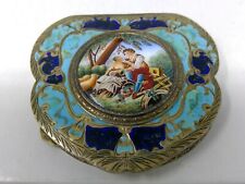 Vintage Italy Italian 800 Silver Enameled Compact With Mirror picture