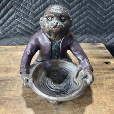 Vintage Purple Jacket Butler Monkey Bowl Dish Key Ring Trinket Change Desk picture