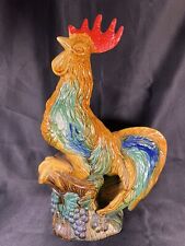 Vintage Majolica 15” Handpainted Rooster Beautiful French Country Look picture