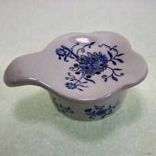 Blue and White Porcelain Tea Strainer and Bowl - Vintage Japan picture