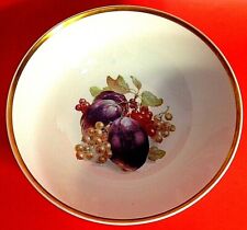 VINTAGE GERMAN BOWL HAND DECORATED PLUMS & GRAPES 9 1/2