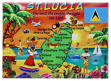 ST. LUCIA MAP CARIBBEAN FRIDGE COLLECTOR'S SOUVENIR MAGNET 2.5