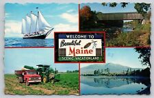 Postcard ME Maine Welcome To Beautiful Maine Scenic Vacationland A3 picture