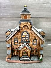 Vintage Lefton 1986 COLONIAL VILLAGE BRICK CHURCH Lighted #F5 picture