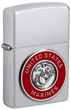 Zippo United States Marines Emblem Satin Chrome Windproof Lighter, 48974 picture