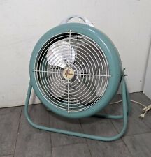 Vintage LASKO Retro Aqua Blue Round Metal Fan 2-Speed Mid Century Modern picture