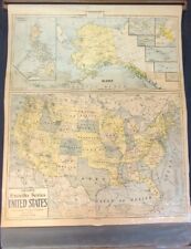 1938 Excello Crams United States Pull Down Large Schoolroom Map Chart picture