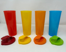 Tupperware tumblers with flip top 16oz multicolor set of 4 New picture