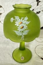 Vintage Westmoreland Fairy Lamp Citrus Green Hand Painted Daisies - TOP & BASE picture