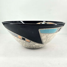 Signed Studio Art Pottery Raku crackled glaze southwest MCM style bowl picture