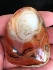 56g Natural Polished Silk Banded Lace Agate Crystal  Palm stoneSardonyx  pA24 picture