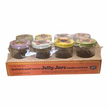 8 Vtg Ball Quilted Crystal Jelly Mason Jars 8Oz With Fruit Lids FACTORY SEALED picture