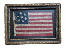 RARE Civil War Circa 1861 ANTIQUE 7 Star American Parade Flag Folk Art picture