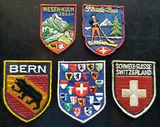 Lot of 5 Vintage Swiss Souvenir Collector's Badges Patches Travel SWITZERLAND picture