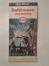 Vintage Esso Baltimore Maryland 1960 Road Map Gas Oil Petrol picture