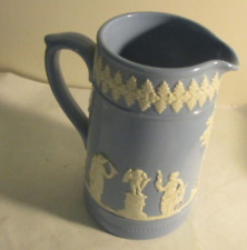 Vintage  Jasperware Neoclassical Scene Blue and White   6” Pitcher Jug England picture