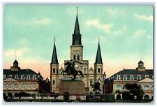 c1950's St. Louis Cathedral Building Clock Tower New Orleans Louisiana Postcard picture