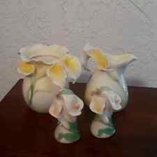 Franz Porcelain Serenity Calla Lily Collection Sugar Jar, Creamer, Salt & Pepper picture