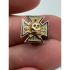 Vintage 14kt Gold & Enamel Phi Kappa Sigma Fraternity Skull Member Badge 1958 picture