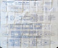 SS REINA DEL MAR PACIFIC STEAM NAVIGATION COMPANY Cruise Line Deck Plan 11/1959 picture