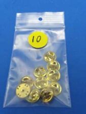 10 X BRASS MILITARY BUTTERFLY HAT PIN TIE TAC BADGE BACKS CLUTCH CLUTCHES-10 PCS picture